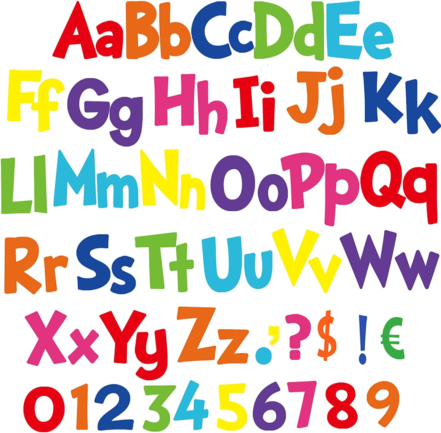 268 Pcs 5 Inch Colorful Bulletin Board Letters Combo Set, Chalkboard Alphabet Letters Numbers, Cutouts Number Pack(Advance Color - View #9