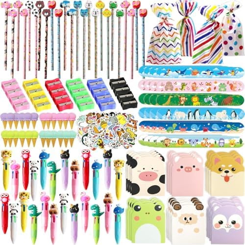 268 Pcs Return Gifts for Birthday,Student Birthdays Gifts from Teacher,Stationery Set Pencil Erasers Notesbook Stickers Ballpoint Pen Knife for Goodie Bag Classroom Gifts Class Rewards Prizes$$Office