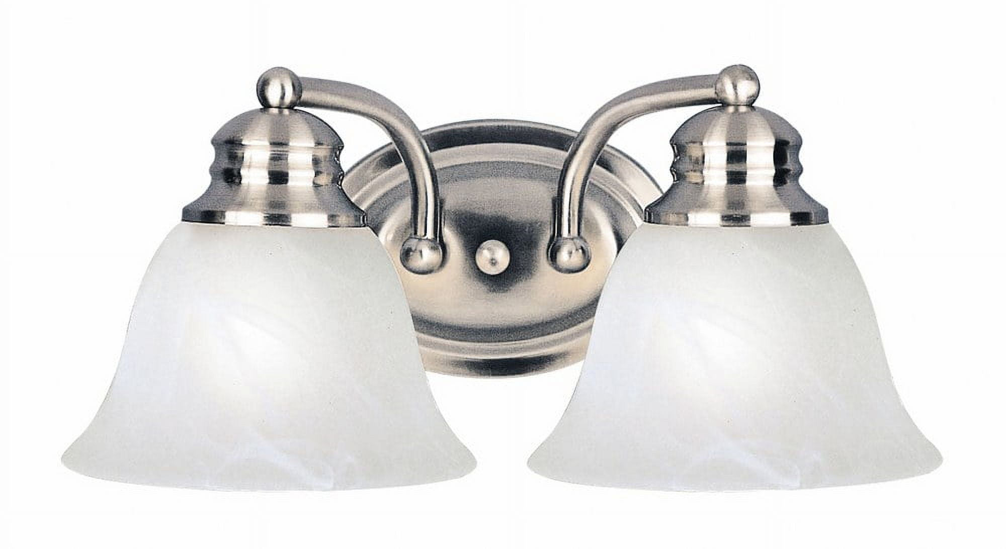Satin Nickel Dual Light Vanity with Marble Glass Shades