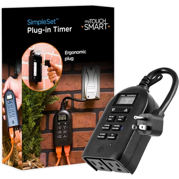 26898-P1 Indoor/Outdoor Weather Restant Digital Plug-in Timer, Custom Presets