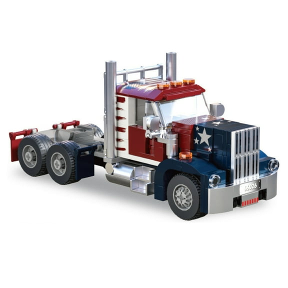268PCS American Truck Cab Building Blocks Set, Red and Blue Vehicle Model, Educational Construction Toy for Ages 14+, Perfect Gift for Birthday,Independence Day, Halloween, Christmas
