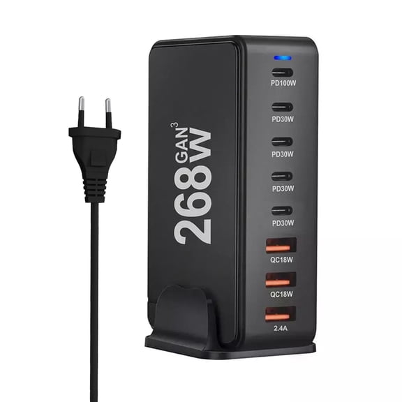 268W 8 Port USB C Chargers Fast Charging Station TypeC PD Chargers Adapters