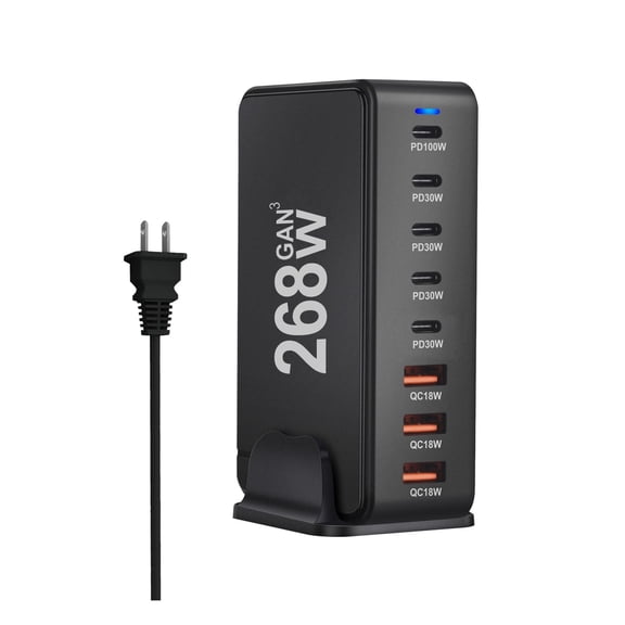 268W Desktop Charger 8-port USB Type C PD Charger Fast Charge 3.0 Mobile USB Charger ,Fast Charging Devices