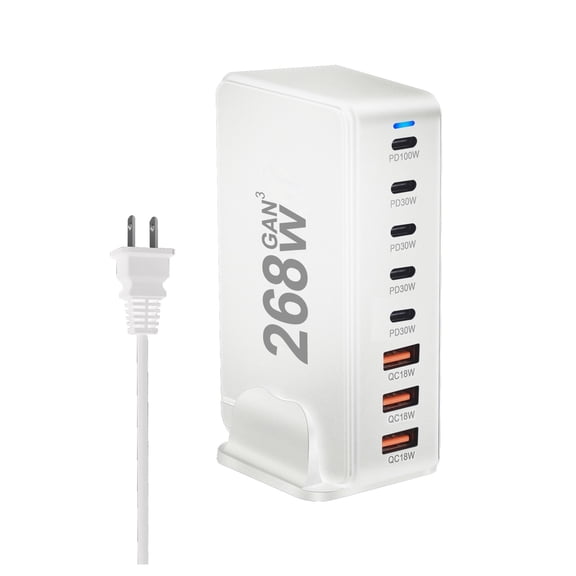 268W Desktop Charger 8-port USB Type C PD Charger Fast Charge 3.0 Mobile USB Charger