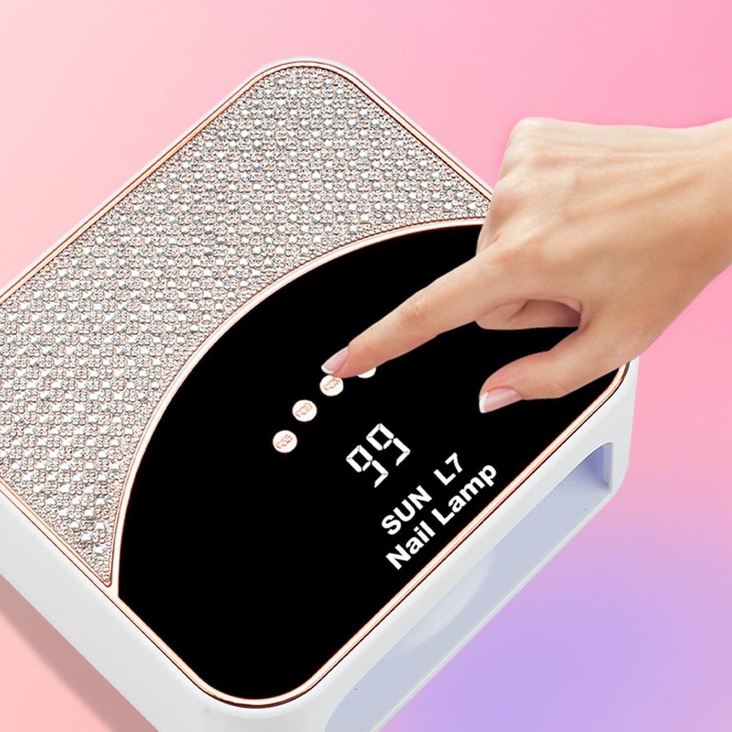 268W UV LED Nail Lamp, Gel Nail Light for Nail Polish UV Dryer with 4 Timers Professional Fast Curing Lamp Nail Art Tools with Rhinestone
