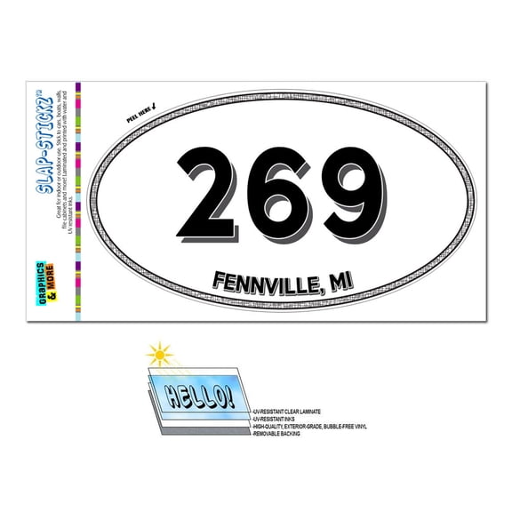 269 - Fennville, MI - Michigan - Oval Area Code Sticker