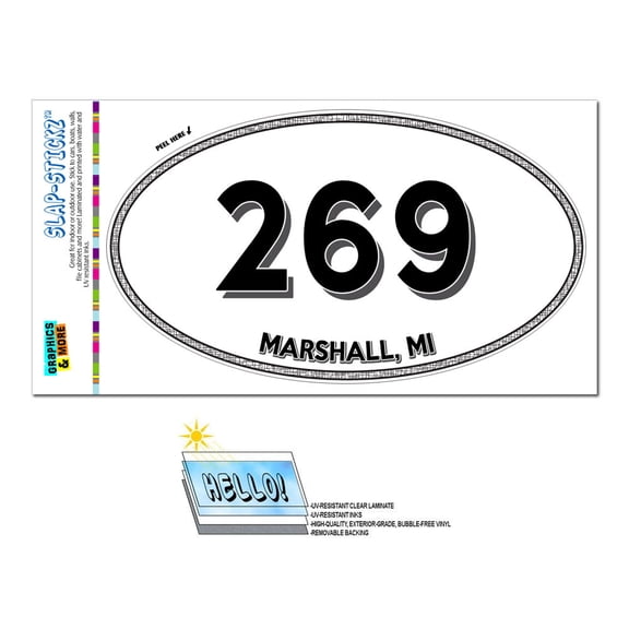 269 - Marshall, MI - Michigan - Oval Area Code Sticker