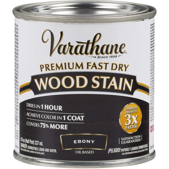 269400 Premium Fast Dry Wood Stain, Half Pint, Ebony - 2