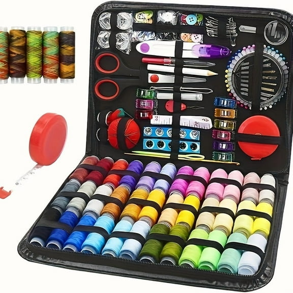 269pcs Sewing Kit Gift Set For Grandma, Mom, Friends, Adult Beginners, Travelers - Portable Sewing Supplies & Accessories With Case - Includes Thread, Needles, Scissors, Tape Measure, Pins & More