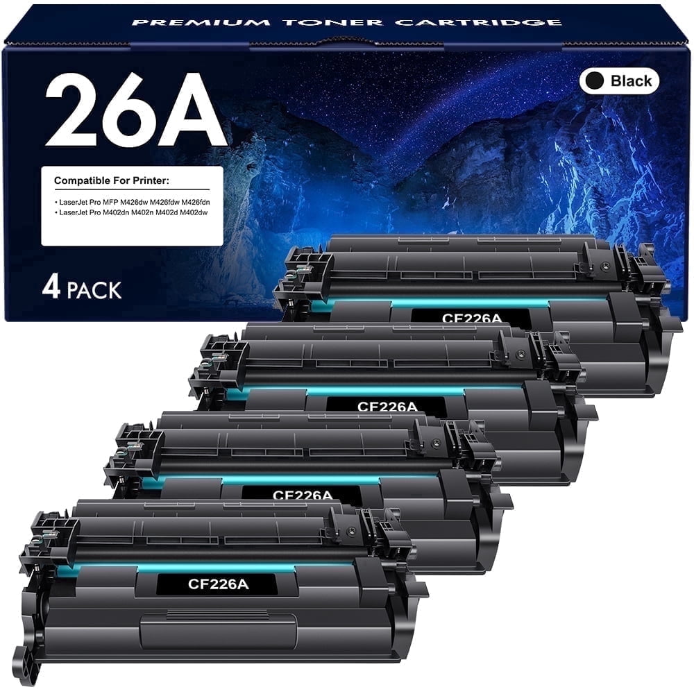 VIPink 26A CF226A Toner Cartidge Compatible for HP 26A CF226A 26X CF226X LaserJet Pro M402n M402dn M426 M402d M402dw Laser Jet MFP M426fdw M426fdn M402 M426dw Printer Ink (Black 4-Pack)