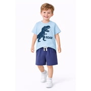 HILEELANG Toddler Boys 100% Cotton Dinosaur ROAR Short Set, Sizes 4T