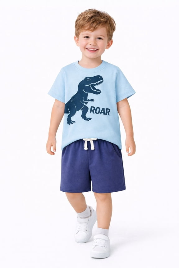 2-7T Toddler/Little Boys Dino ROAR Graphic 100% Cotton 2-Piece Outfit Set Size 4T