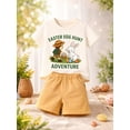 thumbnail image 1 of HILEELANG 2-7T Toddler/Little Boys Easter Egg Hunt Adventure Bunny Explorer 100% Cotton Top & Cotton-Spandex Shorts 2-Piece Outfit Set Size 7T, 1 of 5
