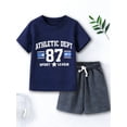 thumbnail image 1 of HILEELANG 4-13 Little/Big Boys Navy Athletic Dept Sport League Cotton Blend Tops & Shorts Set, Size 4-5Y, 1 of 8