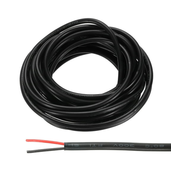 26AWG Electrical Wire 2 Conductors Tinned Copper 9.8Ft Low Voltage Case Flexible Extension Power Cord Black