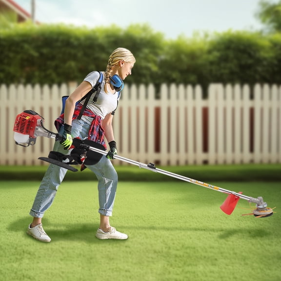 26CC 2-Stroke Gas Powered Push Lawn Mower with 0.65KW High Power Engine, 8500 RPM for Efficient Grass & Yard Edging, Handheld Brush Cutter for Lawn Care, Garden and Landscape Maintenance