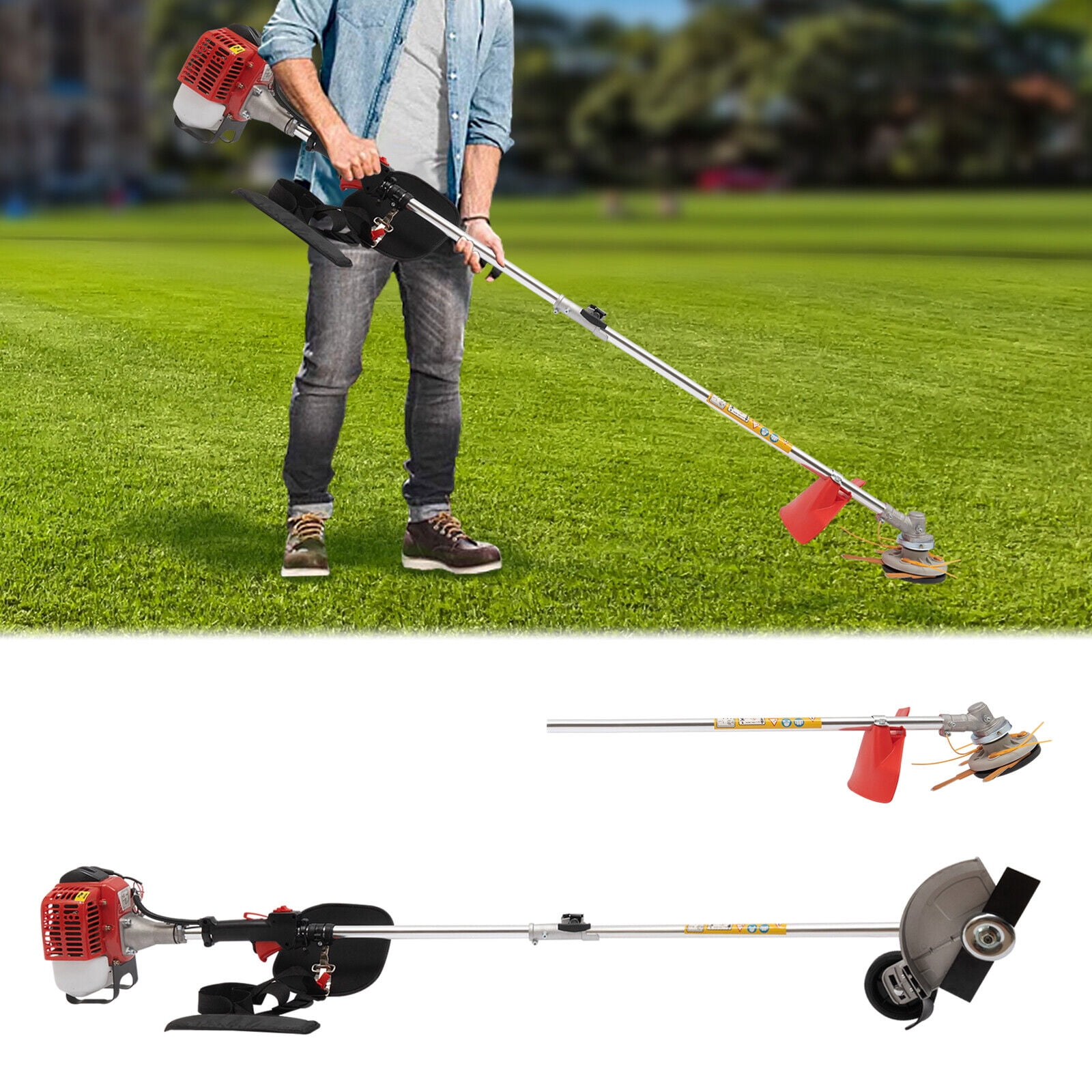 26CC 2-Stroke Gas Weed Trimmer, Grass Trimmer Weed Wacker & 1L Fuel ...