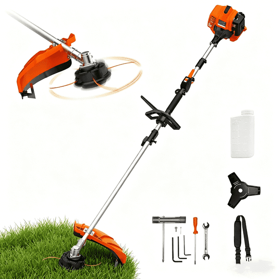 26CC Gas Weed Wacker, 2-Cycle String Trimmer, Comfortable Grip Handle & Shoulder Straps for Lawn and Garden Edge Trimming, Lightweight Gas Powered Weed Eater