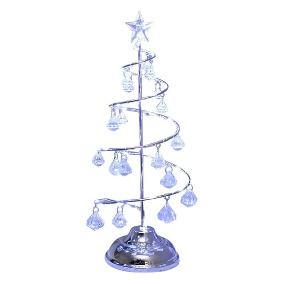 26Cm High Luminous Crystal Christmas Tree - Small Christmas Tree With Lights Table Top Pre Lit Artificial Christmas Tree Led Glass Skinny Desktop Tiny Christmas Tree Christmas Decor