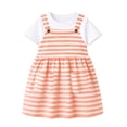 thumbnail image 1 of HILEELANG 2-8T Toddler/Little Girls Peach Stripe 100% Cotton Dress Size 6, 1 of 7