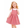 thumbnail image 1 of HILEELANG 2-7T Toddler/Little Girls Red Gingham 100% Cotton Dress Size 2T, 1 of 11