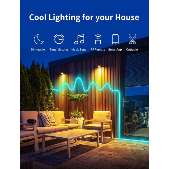 26FT LED Neon Rope Lights, RGB Strips Light with RF Remote & APP Control,Flexible IP65 Waterproof Outdoor, Music Sync,DIY Design,24V LED Strip Lights for Gaming Livingroom Wall Christmas Decor