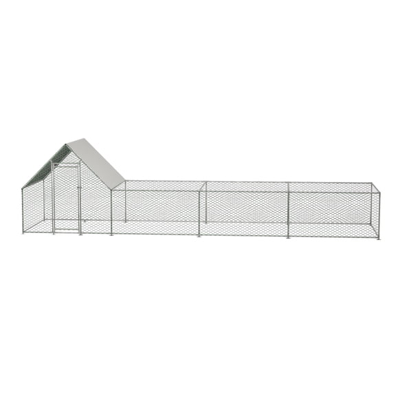 26FT Large Walk-in Chicken Coop, Metal Poultry Chicken Run Cage with Waterproof Anti-UV Cover, Galvanized Wire Outdoor Pen for Chicken Hen Duck Rabbit