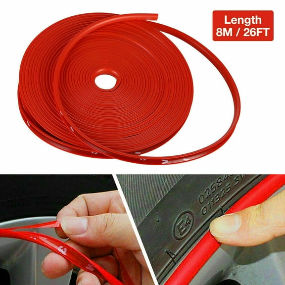 26FT Reflective Wheel Stripe Rim Tape Decoration Trim Pinstripe Decal Tape Sticker Fit for 13-22 inch Car Bike Mortorcycle Wheels(RED)