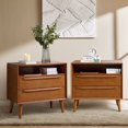 thumbnail image 1 of 26" Tall 2-drawer End Table Set of 2 with Charging Station Table for Living Room Acorn, 1 of 9
