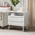 thumbnail image 1 of 26" Tall 2-drawer End Table with Charging Station Table for Living Room White, 1 of 5