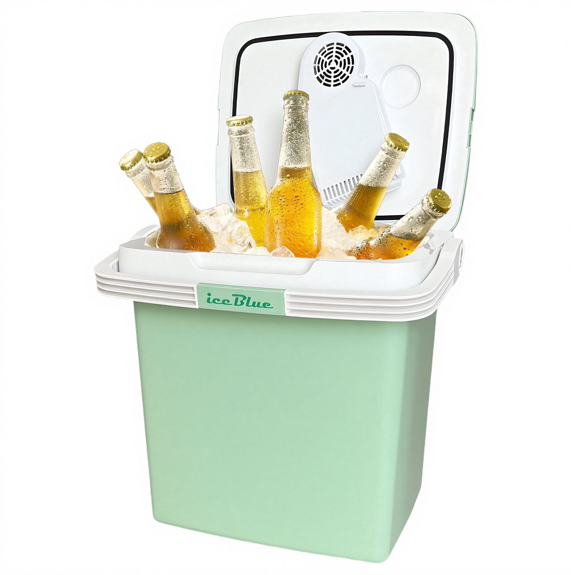 26L Portable Outdoor Refrigerator with Handle Lock, Car Cooler, Camping Fridge(Green)
