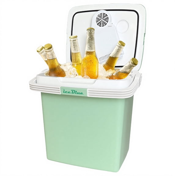 26L Portable Outdoor Refrigerator with Handle Lock, Car Cooler, Camping Fridge(Green)