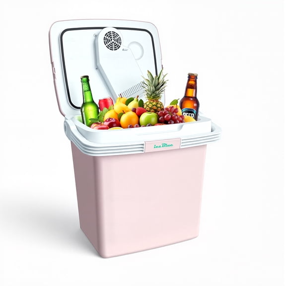 26L Portable Outdoor Refrigerator with Handle Lock, Car Cooler, Camping Fridge(Green)