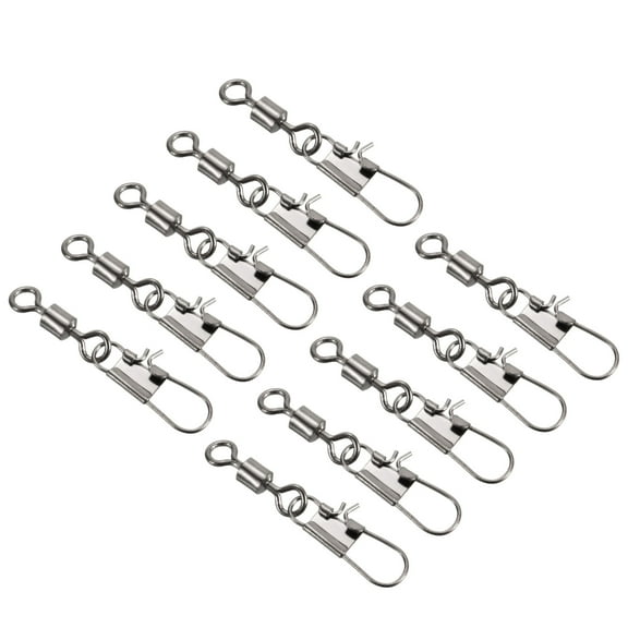 26LBS Copper Iron Fishing Rolling Swivel with Interlock Snap, Black 20 Pack