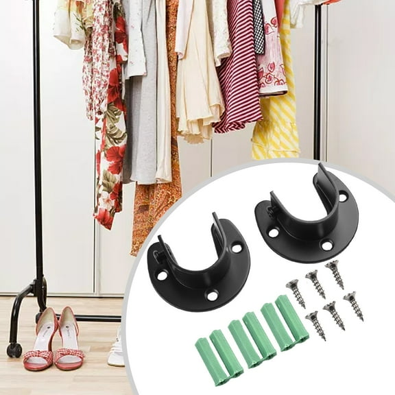 26MM 2X Stainless Steel Clothes Closet Rod Bracket Flange Lever Support Holder Hanger