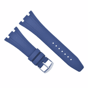 26MM AP RUBBER BAND STRAP, Blue, Silver Buckle, Compatible With 41MM AUDEMARS PIGUET 15300 ROYAL OAK OFFSHORE BLUE