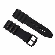 26mm SILICONE RUBBER DIVER WATCH BAND STRAP, Black/Black, Silver Buckle, Compatible With INVICTA WATCH