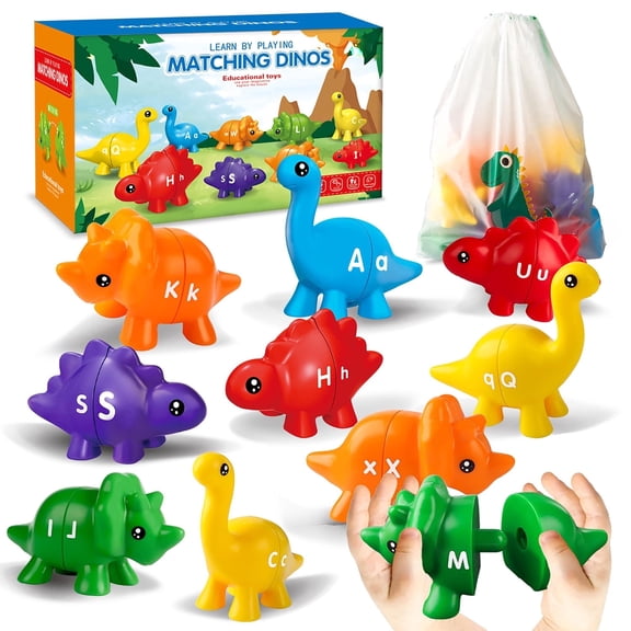 26PC Baby Learning Toy for 2-5, Matching Letters Dinosaur Toy,Montessori ABC Matching Letters Dino Toys Gifts for Toddlers,Educational Fine Motor Preschool Learning Toys for 2 3 4 Year Old Boys Girls