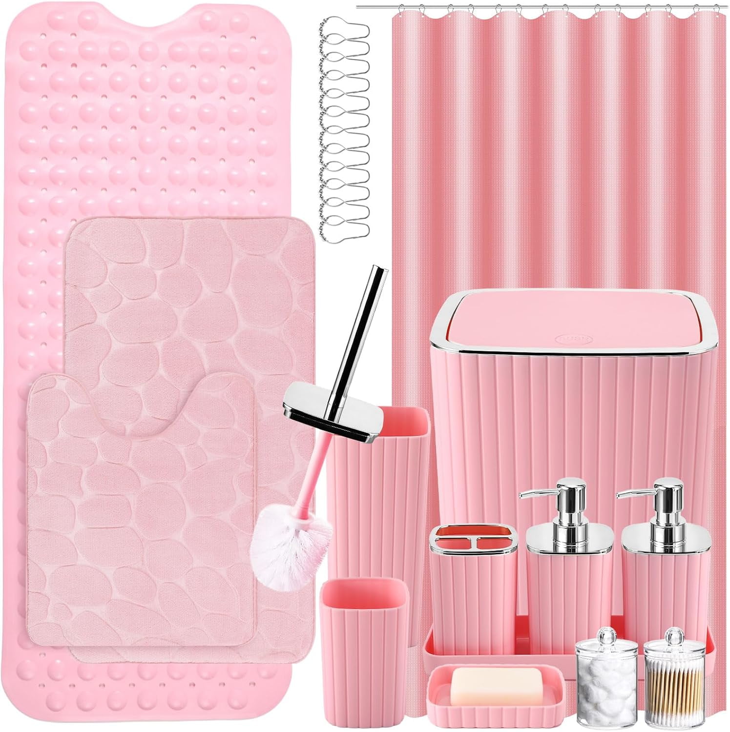 26PC Bathroom Accessories Set - Gorgeous Pink Bathroom Set, Bathroom ...