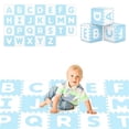thumbnail image 1 of 26PCS ABC Alphabet EVA Foam Play Mat, 31.75×31.75×1.02cm BPA-Free Non-Slip Floor Tiles for 10+ Months, Blue+White, 1 of 9