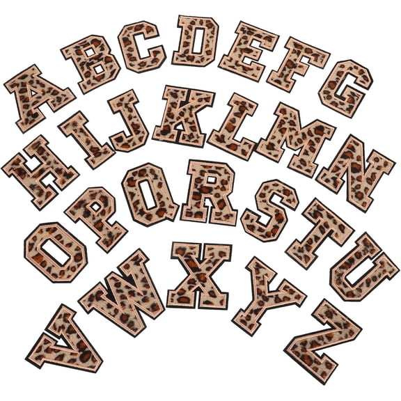 26PCS Leopard Print Letter Iron on Patch, Cloth Applique for Clothing Repair DIY