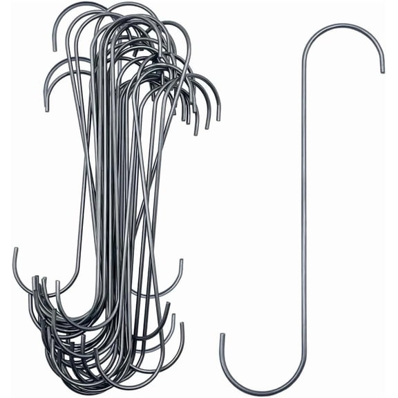 26PCS Metal Durable 6 Inches Long S Shaped Hooks Hanger 0.1'' Wire Plant Paint Powder Coating DIY Hanging Hooks