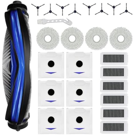 26PCS Replacement Accessories Kit Compatible with ECOVACS DEEBOT N30 Omni/N30 Pro Omni, Includes Main Brush, 8 Side Brushes, 6 Filters, 4 Mop Pads, 6 Dust Bags & Cleaning Brush