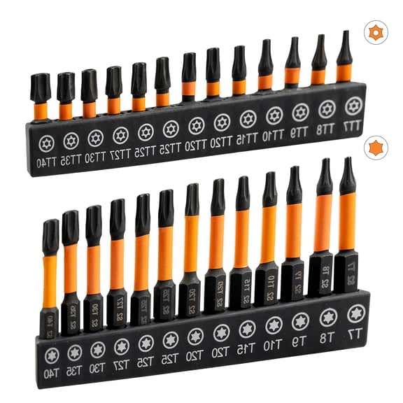 26PCS Security Torx Bit Set-T7-T40 Star Bits with Magnetic Bit Holder, 1 2 S2 Steel Impact Proof Torx Socket Set for Automotive and Home Repairs