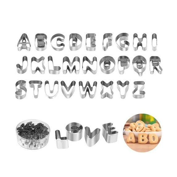 26PCS Small Stainless Steel Cookie Cutter, Letters Biscuit Cutters Molds Set, Baking Tools Gadgets