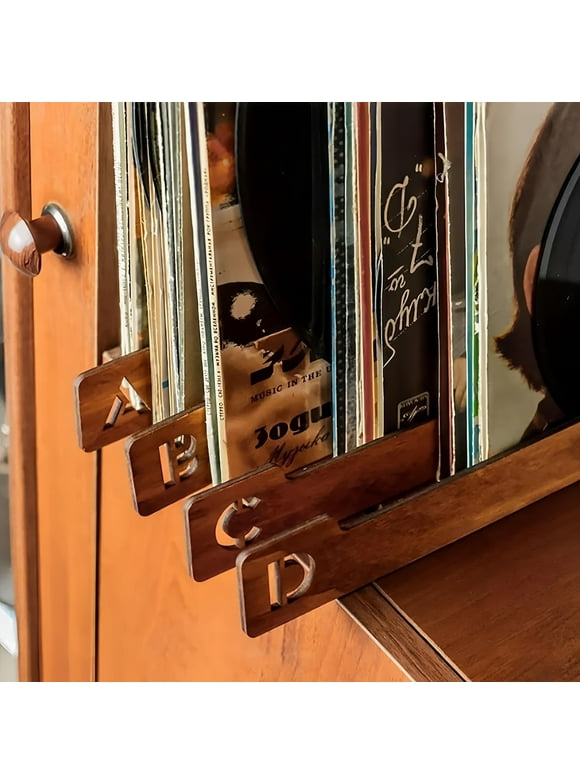 26PCS Vinyl Record Dividers,Wooden Record Dividers,Alphabetical A-Z Vinyl Record Storage Dividers Vinyl Record Holder for Album CD DVD Media Book Shelf Storage