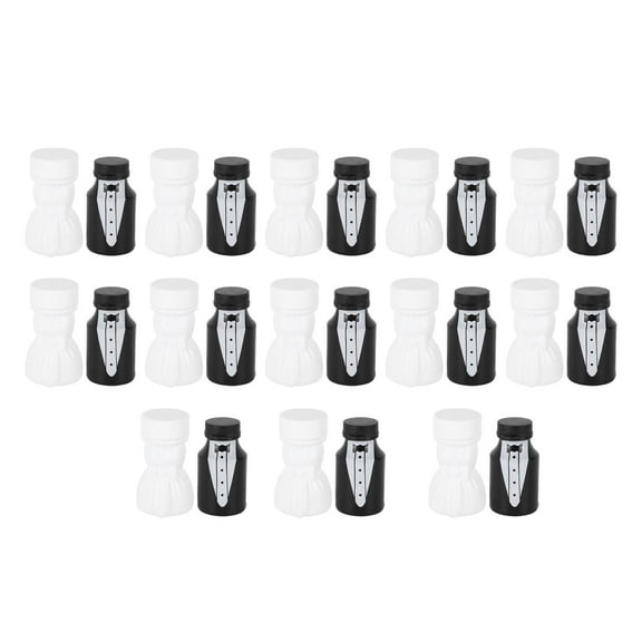 26PCS Wedding Bubble Bottles Bride and Groom Shape Mini Bubble Party Bottle for Anniversary Engagement Bridal Celebration Black and White