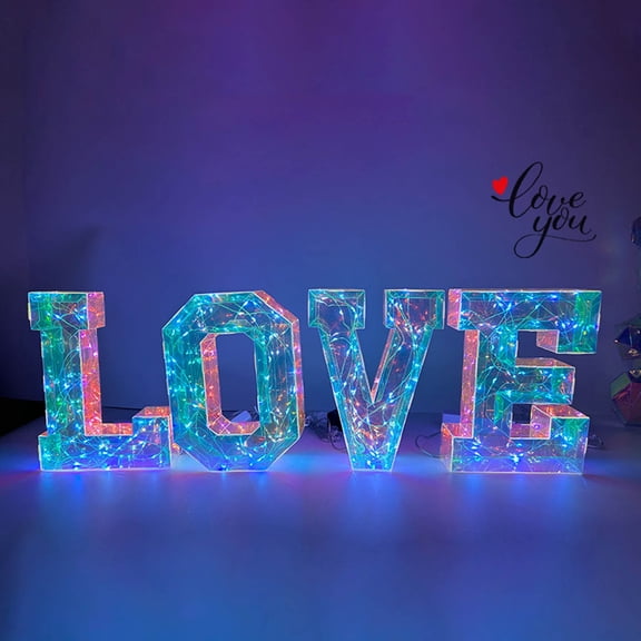 26Pc Valentine'S Day Letter Light,Led Letter Lights Sign,Diy Colorful Alphabet Light, Light Up Letters Sign For Night Light Home Party Lamp Birthday Wedding Bar Decoration