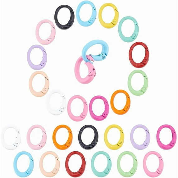 26Pcs 13 Colors Metal Spring O Rings Alloy Spring Gate Ring Oval ...
