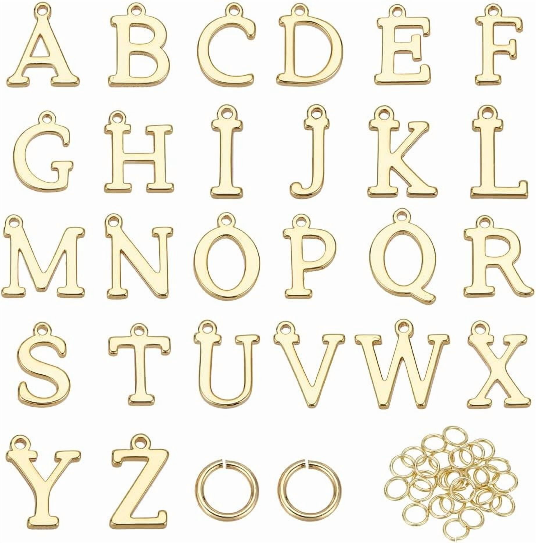 26Pcs 18K Gold Filled A-Z Alphabet Letters Charms Smooth Alphabet ...